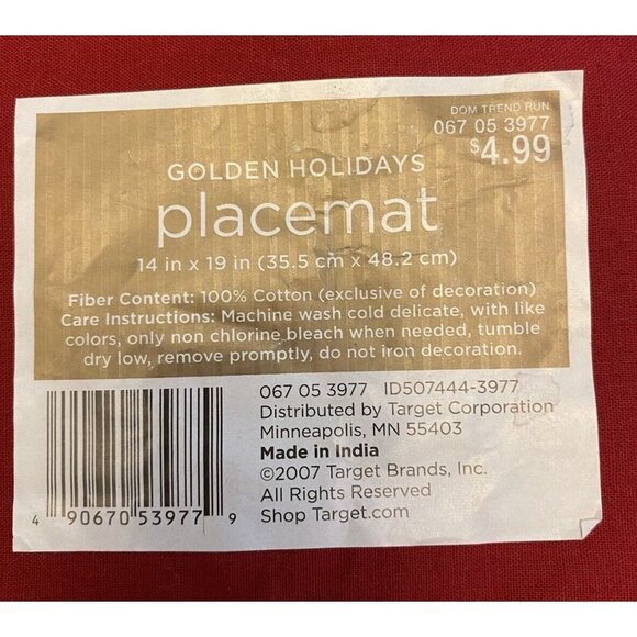 5 Christmas Placemats Red Velvet 100% Cotton ~ 14" x 19" Matching Table Runner - Picture 7 of 11